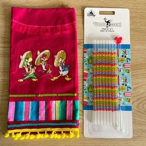 Disney Kitchen Towel and Brand New Straw Set